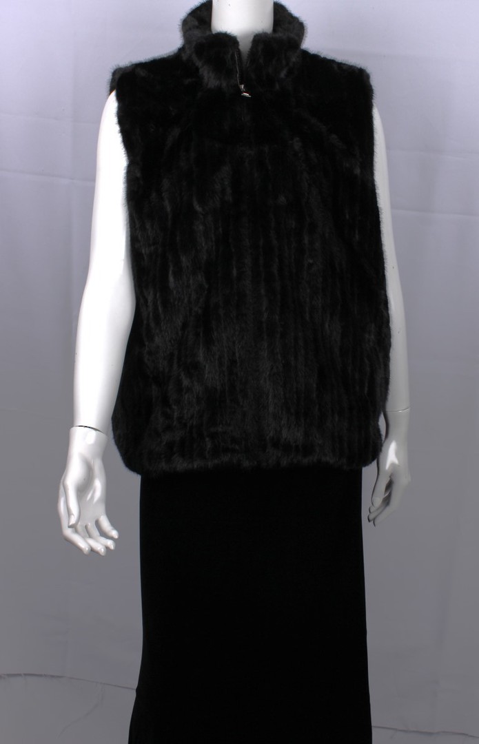 ALICE & LILY short fur vest w zip size L-XL COLOURS AVAILABLE BLACK,GRY AND BEIGE STYLE:SC/5077BLK image 0